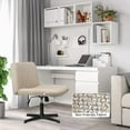 thumbnail image 3 of PUKAMI Armless Office Desk Chair No Wheels,Fabric Padded Modern Swivel,Height Adjustable Wide Seat Computer Task Vanity Chair for Home Office,Mid Back Accent Chair, 3 of 7