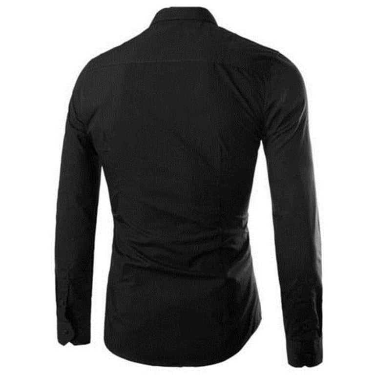 walmart long sleeve dress shirts Men's Long Sleeve Slim-Fit Solid Dress Shirts (S-3XL)