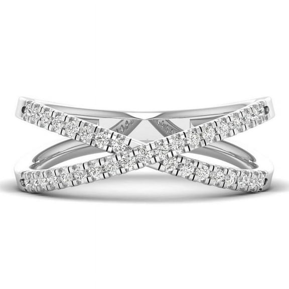 Dash Jewel Round Cut Brilliant 1.25 Ct Diamond Ring For Women's - 14K White Gold Plated Ring - Classic Engagement Wedding Women's Ring - Criss Cross Simple Solitaire Daily Wear Women's Rings