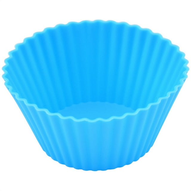Silicone Muffin Cups Pastry Round Molds Portable Reusable Baking Cupcake Moulds Tray Kitchen Bakery Bakeware Accessories Blue