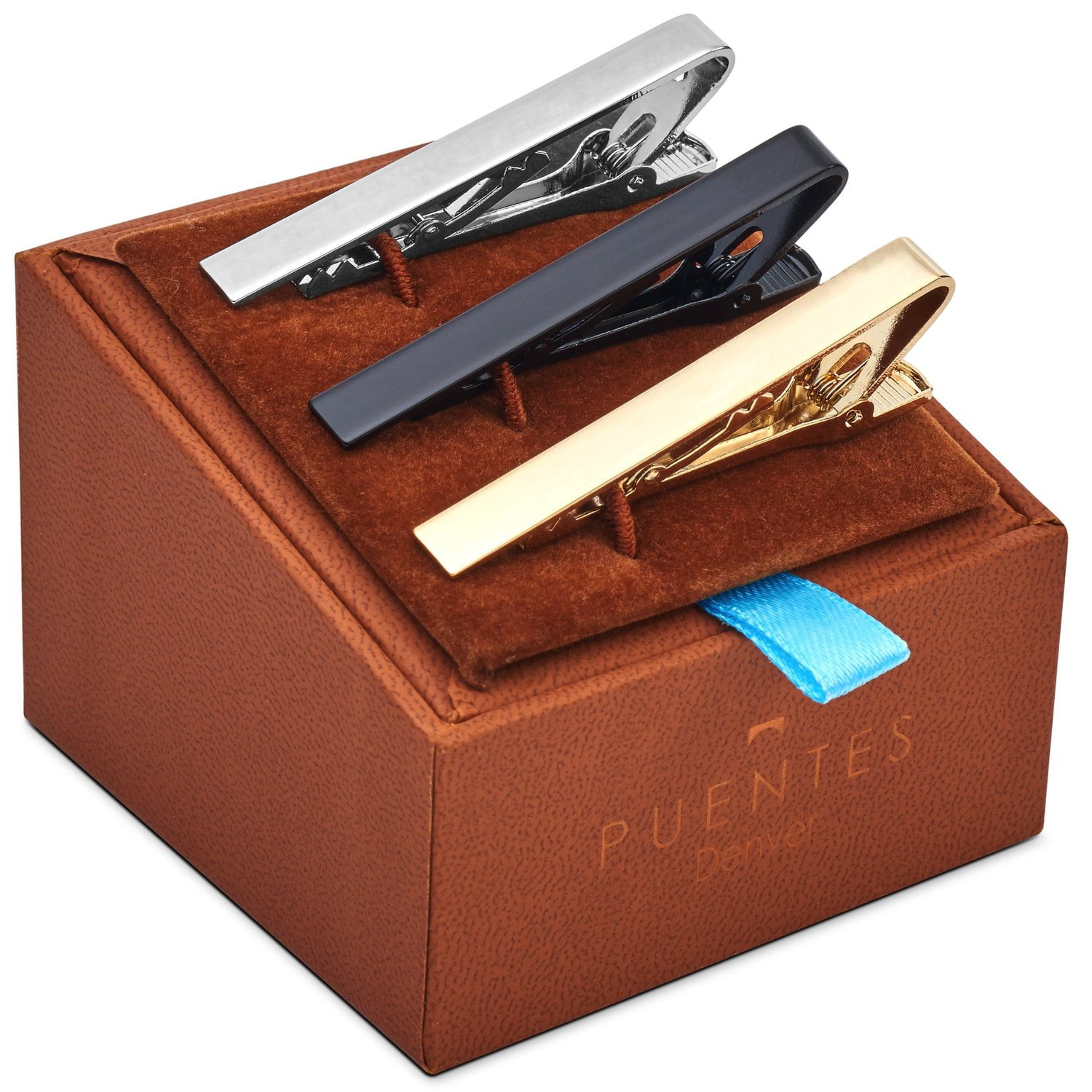 Silver Toned Textured Tank Square Tie Clip
