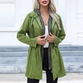 thumbnail image 2 of BLVB Trench Coat for Women 2024 Lightweight Windbreaker Color Block Full Zip Hooded Jackets Outwear Drawstring Waist, 2 of 7