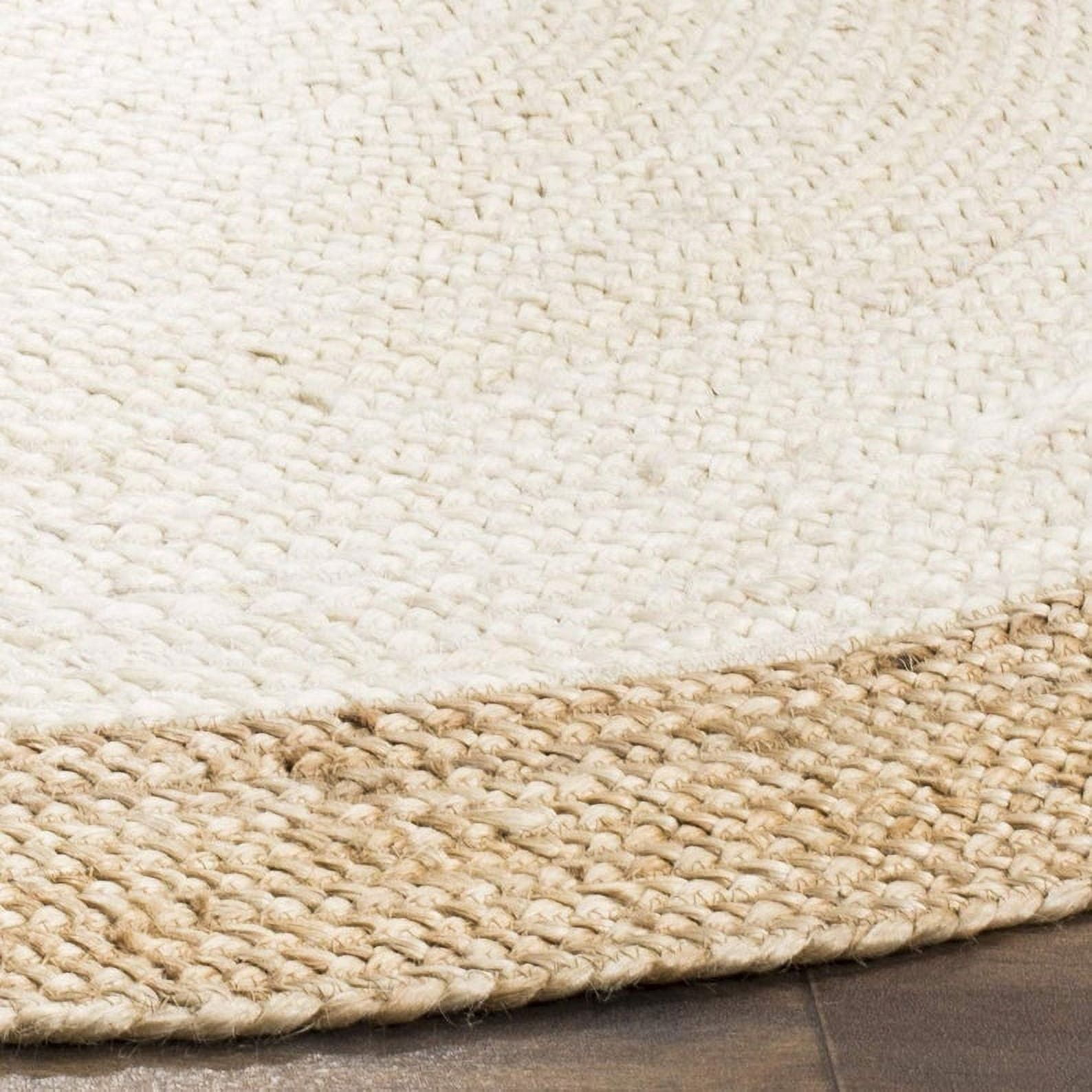 Natural Farmhouse Inner White Jute Round Rug Size 2 x 2 Feet