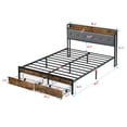 thumbnail image 2 of Harper & Bright Designs Queen Size Platform Bed with Drawers and Upholstered Headboard, Wood Platform Bed Frame with USB Charging Statione and LED Lights for Bedroom, Brown+Gray, 2 of 3