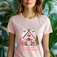 thumbnail image 5 of Have A Sweet Holiday Season T-Shirt | Pink Gingerbread House Graphic Tee for Women Kids, Black, Size M, 5 of 6