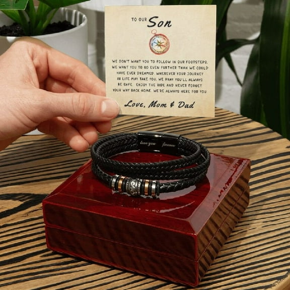 Son Gift From Mom & Dad - Go Further Love You Forever Bracelet | Heartfelt for Birthday, Christmas, Graduation, New Job, Moving Away