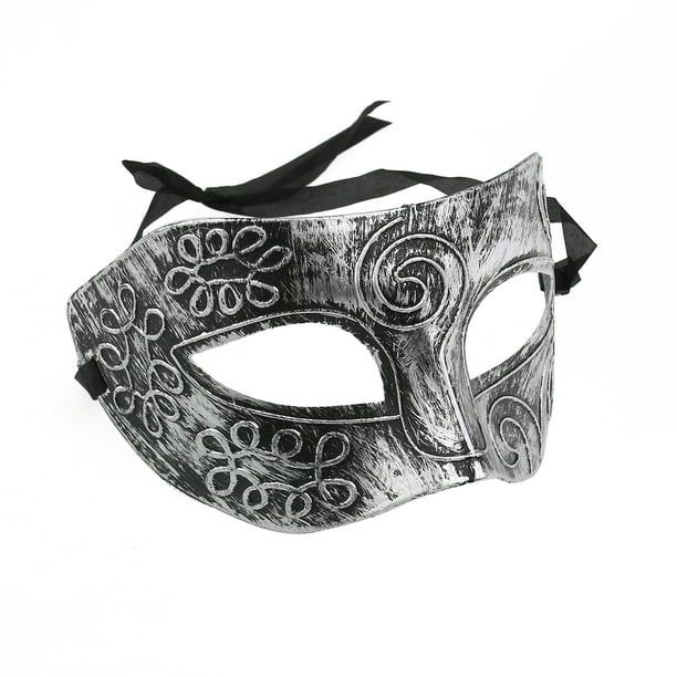 KAKOWELY Máscara de luchador griego romano para hombre, ideal para bailes de disfraces, bailes de máscaras y Halloween (plateada)