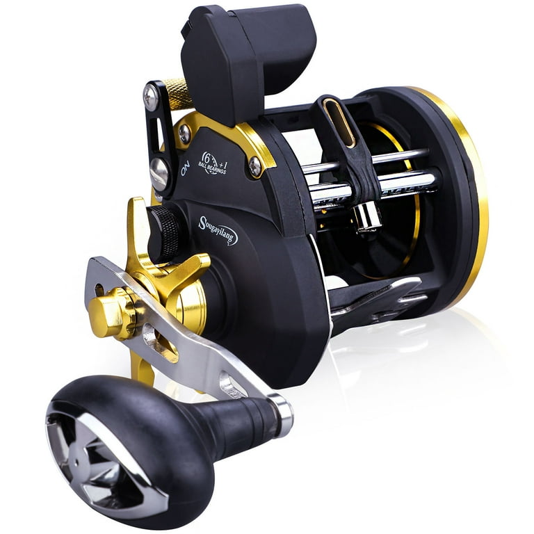 Sougayilang 6+1BB Line Counter Fishing Reel Conventional Level Wind  Trolling Reel