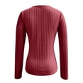 thumbnail image 7 of Womens Cleavage Tops Ribbed Knit Long Sleeve Shirts Deep V Neck Tees Going Out Outfits Clubwear, 7 of 7