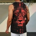 thumbnail image 4 of Sakmal Scoop Neck Big and Tall Tank Tops for Men Red Red Camisole Graphic Lightweight Stringer Lion Muscle Mens Sleeveless T Shirts, 4 of 7