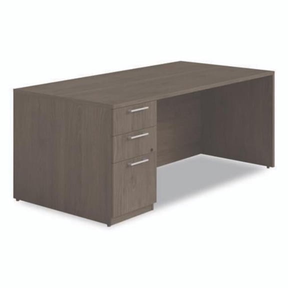 Alera ALESVSPL7236WA Single Pedestal Desk with Left Pedestal - Walnut