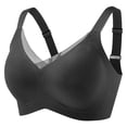 thumbnail image 4 of Alun Mesh Splicing V-Neck Bras for Women Wireless No Underwire Smoothing Seamless Push up Bralette Side Support and Soft Simple Comfortable for Daily Wear Black L, 4 of 4