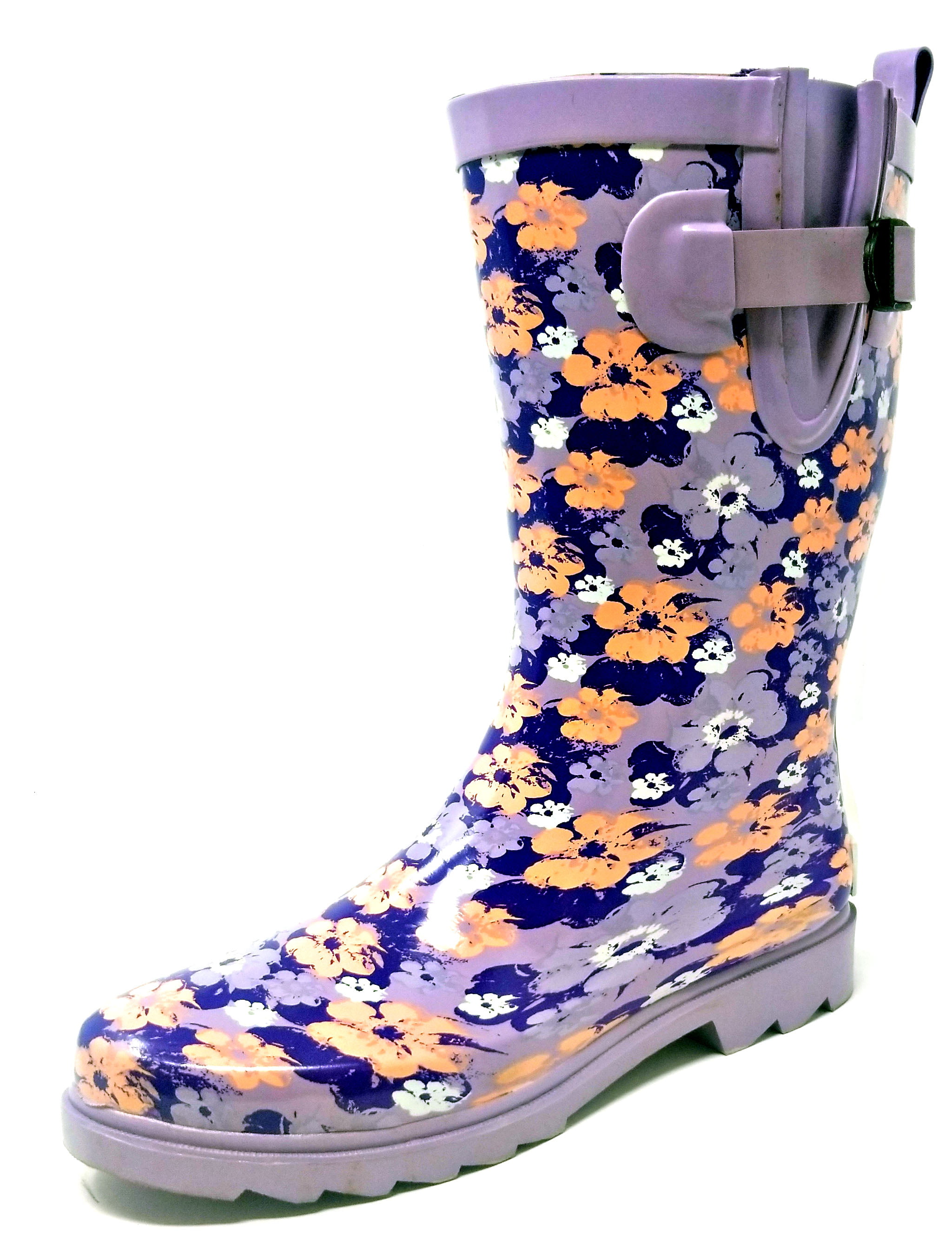 Women Rubber Rain Boots 11 Mid Calf Waterproof Garden Boots Purple