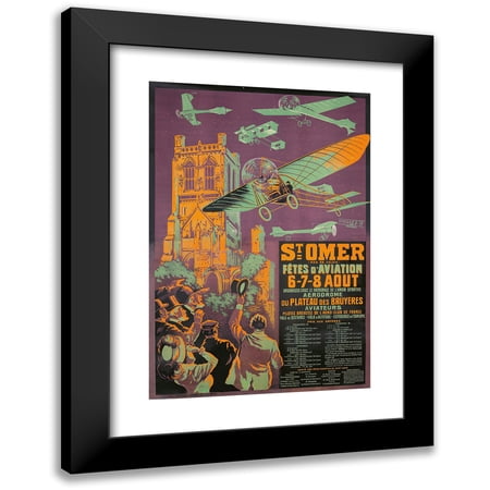 Anonymous 11x14 Black Modern Framed Museum Art Print Titled - Saint-Omer, Aviation Celebrations (1910)