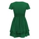 thumbnail image 5 of Puntoco Vestido De Manga Corta Con Cuello En V, Vestido De Manga Corta Con Cuello En V De Color Sólido Para Mujer Verde L, 5 of 9