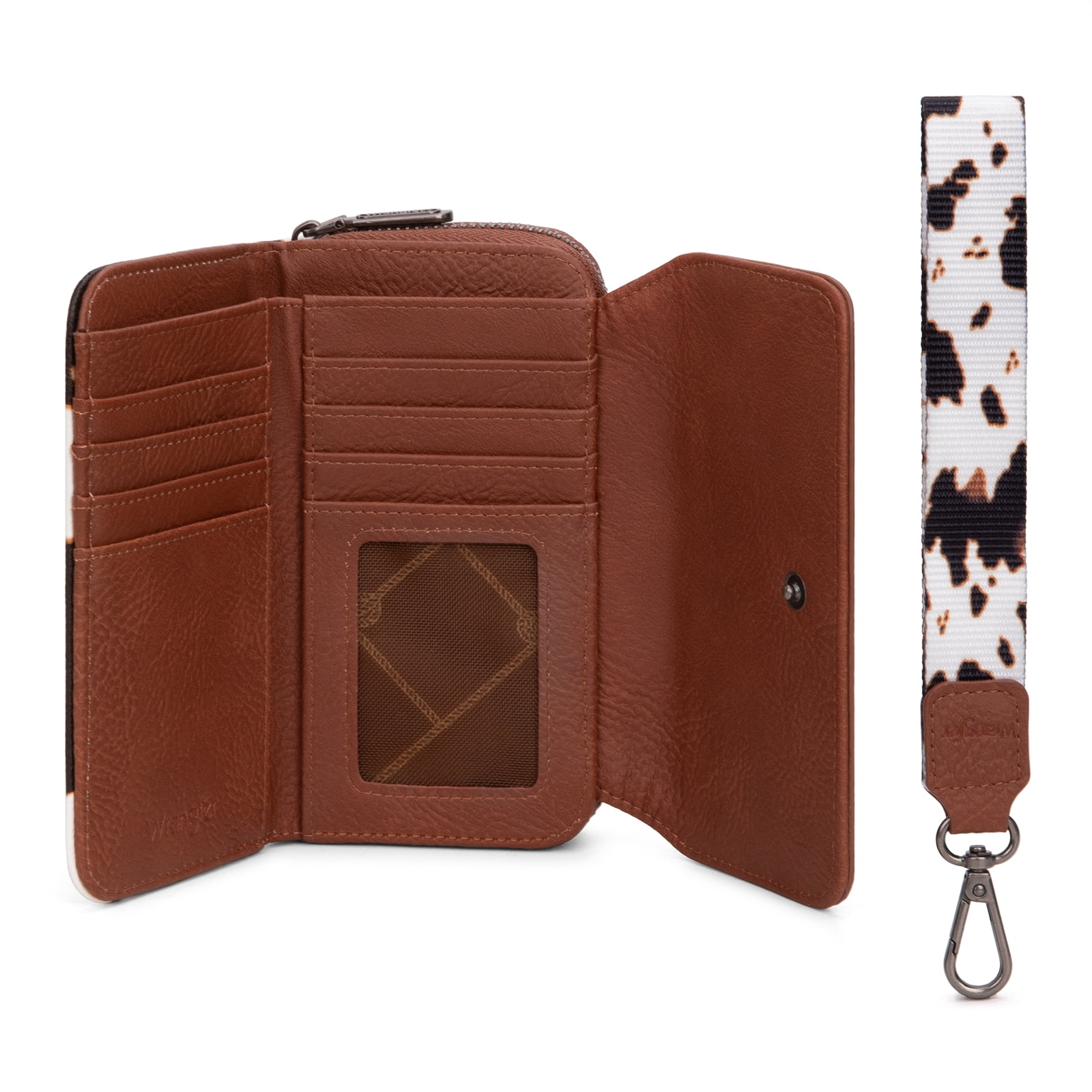 Wrangler Wallet Purse for Women Minimalist Wristlet Wallet with RFID Blocking Credit Card Holder, Cow Brown