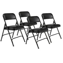 (Pack of 4) NPS 1200 Series Premium Vinyl Upholstered Double Hinge Folding Chair, Caviar Black