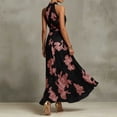 thumbnail image 3 of Women's Floral Halter Maxi Dress Fall Boho Print Wedding Guest Dress Flowy Chiffon Long Dress for Evening Party Vacation, 3 of 5