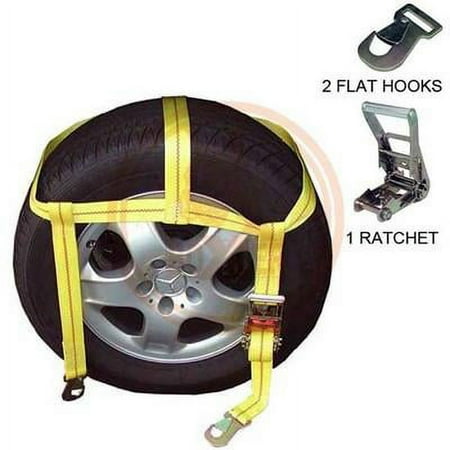 Over The Tire Ratcheting Web Auto Car Vehicle Ratchet Tie Hold Down Strap Set