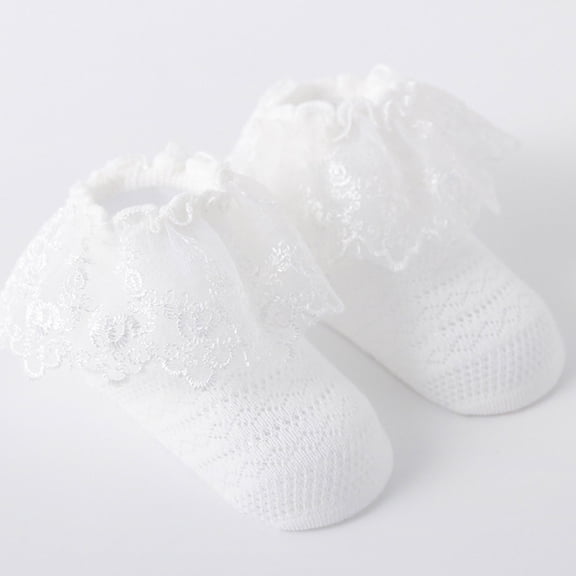 Utoimkio 1 Pair Girls Cute Lace Mesh Crew Socks Cotton Ankle Dress Princess Socks for Little Girls