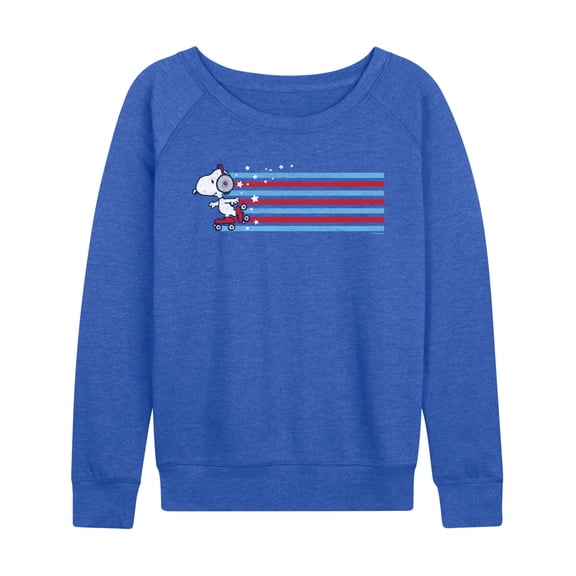 Peanuts - Snoopy Skating Stars and Stripes - Women's French Terry Long Sleeve Pullover