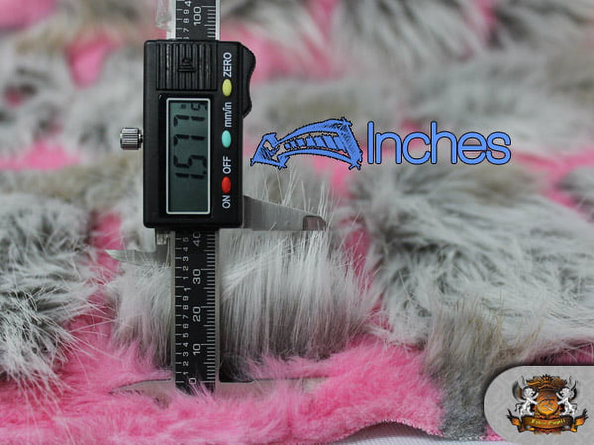 FAUX FUR LONG PILE BRICKS FUR PINK GREY FABRIC