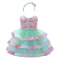 thumbnail image 1 of HAWEE Baby Girls Flower Dress Toddler Kids Ruffles Party Wedding Princess Dresses Tutu Pageant Gown with Headband, 1 of 7