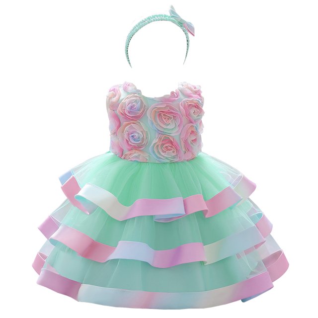 HAWEE Baby Girls Flower Dress Toddler Kids Ruffles Party Wedding Princess Dresses Tutu Pageant Gown with Headband