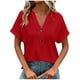 thumbnail image 3 of Pantalones cargo para mujer,Camiseta de cuello en V para mujer, informal, de manga corta, de poliéster suave, ideal para el hogar y el uso diario, sopatenor, 3 of 9