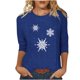 thumbnail image 1 of Fiudx Ofertas Flash Del Día Solo En Línea Camiseta de Manga 3/4 con Cuello Redondo y Estampado Navideño para Mujer, Jersey con Cuello Redondo, Top/Camisa de Manga Larga con Cuello Redondo, 1 of 3