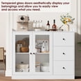 thumbnail image 6 of Huisuilinss Sideboard Buffet Cabinet,43" Modern Coffee Bar Cabinet,Storage Cabinet With Glass Door,Wood Buffet Table With Guardrail Design & Adjustable Shelves For Kitchen Dining Living Room, 6 of 8