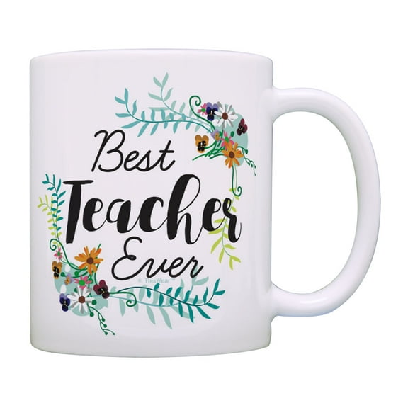 ThisWear Teacher Appreciation Gifts Best Teacher Ever Coffee Mug 11oz Ceramic Coffee Mug