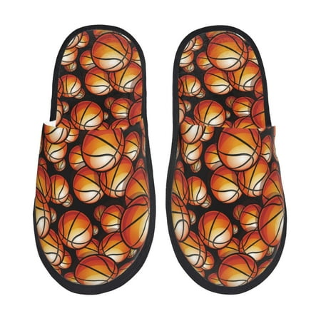Balery Vintage Basketball Slient Indoor Furry Fleece Comfort House Shoes Soft Non-Slip Home Shoes Cotton slippers House Slippers-- Medium