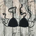 thumbnail image 3 of Women's Summer Solid Color Hand Crochet Swimsuit Euramerican Swimsuit Bikini Top Black L, 3 of 3