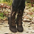 thumbnail image 2 of eileial Women's Mid Calf Lace up Victorian Boots Retro Winter Dress Shoes for Women Womens Boots,Brown 7, 2 of 6