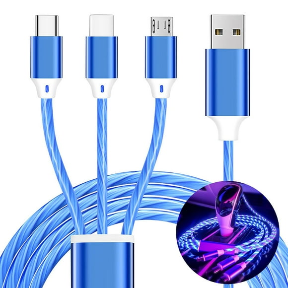 Cable de carga TISTIPPL 3 en 1 con iluminación, 3 A, para teléfonos inteligentes