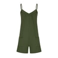 thumbnail image 3 of AherBiu Boho Short Jumpsuits for Women Sleeveless V Neck Wide Leg Comfy Summer Rompers with Pockets, 3 of 5
