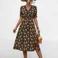 thumbnail image 5 of Women Fashion Casual Summer Short Sleeve V-Neck Print Mid-calf Dress, 5 of 8