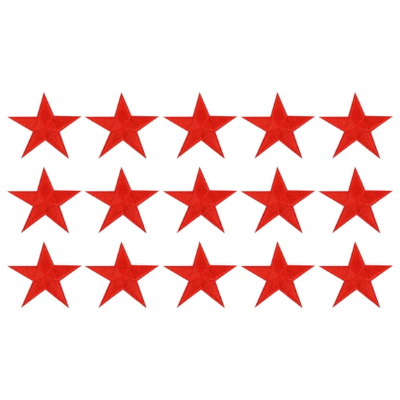 Uxcell 15Pack Iron on Star Patches, Sew on Star Embroidered Patches, DIY Applique Repair Patch for Crafts, 70mm Bright Red