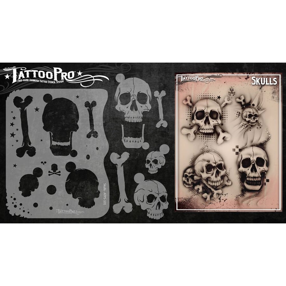 Airbrush Pile of Skulls Stencil Set (3 Pack of Same Skull Design