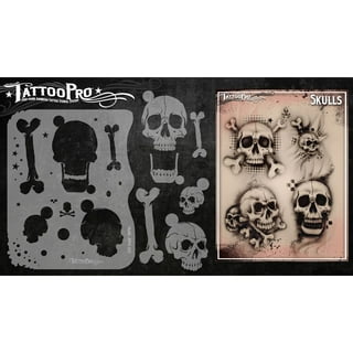 Custom Shop Airbrush Triple Skull Pile Stencil Set (Skull Design