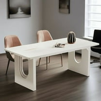 70.8" White Modern Dining Table - 70.8''L×31.5''W×29.5''H, Seats 6-8, Multi-Functional for Home & Commercial Use