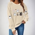 thumbnail image 2 of HAOTAGS Halloween Spooky Season Sweatshirt, Embroidered Crewneck Fall Pullover Tops Khaki L, 2 of 4