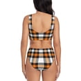 thumbnail image 3 of Kdxio Orange Plaid Print Women's 2 Piece High Waisted Wrap Spaghetti Strap Summer Swimsuit Bikini Set-X-Large, 3 of 7