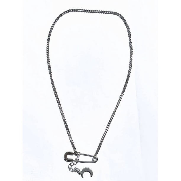 (Bulletproof Youth League JIMIN) Safety Pin Necklace, Silver Chain Necklace For Women Men, Choker Necklace