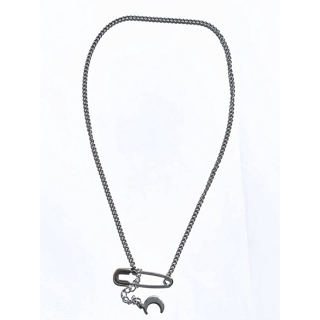 (Bulletproof Youth League JIMIN) Safety Pin Necklace, Silver Chain Necklace For Women Men, Choker Necklace
