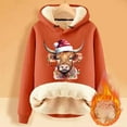 thumbnail image 2 of Women Christmas Outfit Western Christmas Print Women's Hooded Sweatshirt Festive Holiday Girly Cozy Pullover Top Orange 5XL, 2 of 4