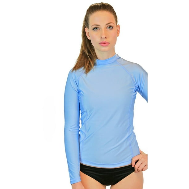Swim Shirt For Women Long Sleeve Rash Guard Top With Uv 50 Skin Sun Protection Workout Shirt Made In Usa Walmart Com