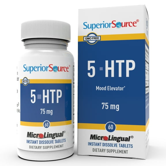 Superior Source 5-HTP 50 mg - Natural Supplement Aids Restful Sleep & Neurotransmitter Functions - Brain Health & Function Support - 5-Hydroxytryptophan Supplement - 60 Instant Dissolve Tablets