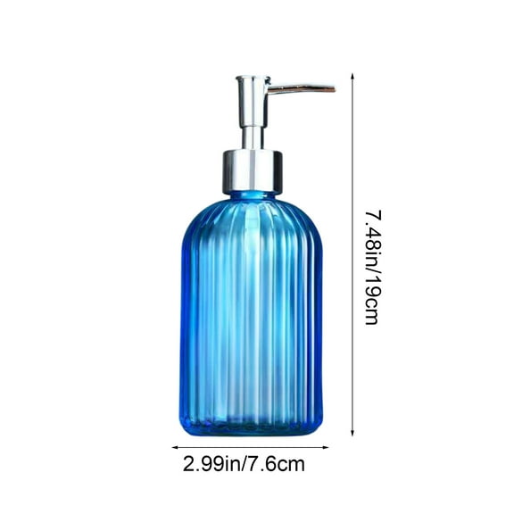 Qiweii Glass Soap Refill Dispenser - 400ml, Hand & Dish Dispenser - Refillable Lotion Bottle, Home Decoration Vertical Striped Color Style